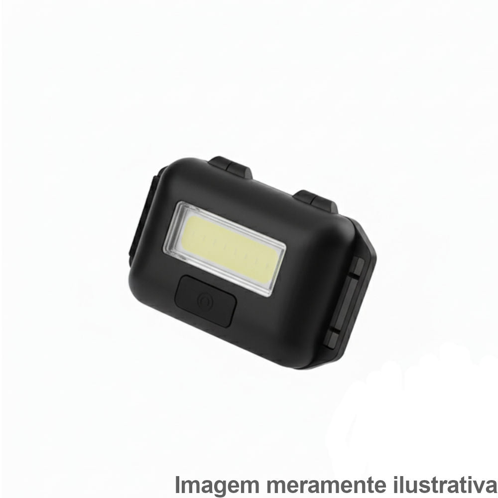 Mini Lanterna Portáti de Cabeça COB ABS para Pesca, Acampamento, Caminhada, Corrida e Escalada - Sem Bateria, Preto